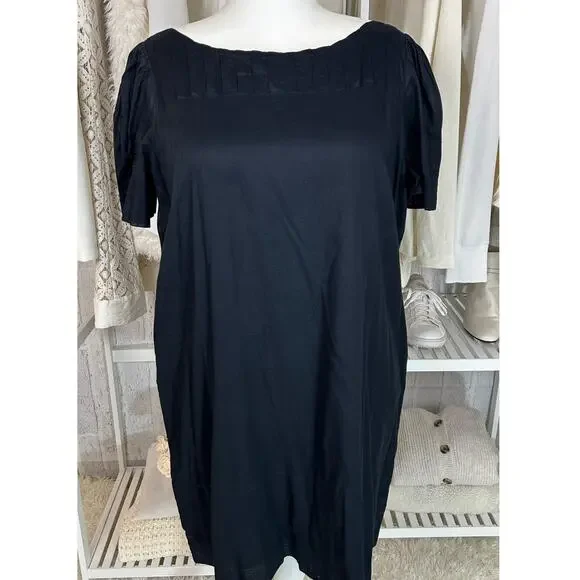 Gap Women's Size 20 Black Puff Sleeve Knee Length Button Back Shift Dress #0522 - Picture 1 of 11